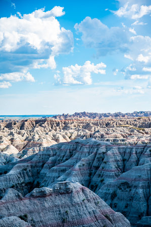 Rock formations at Badlands National Park in South Dakota.の写真素材