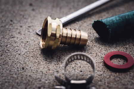 new garden hose replacement connection and pipe mender to tighten and secure repair.