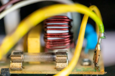 Brown damaged fuse that has blown and defective.の写真素材