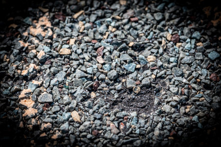 Macro of hail damage on a shingle residential roof circled with a chalk outline during a home inspection.の写真素材