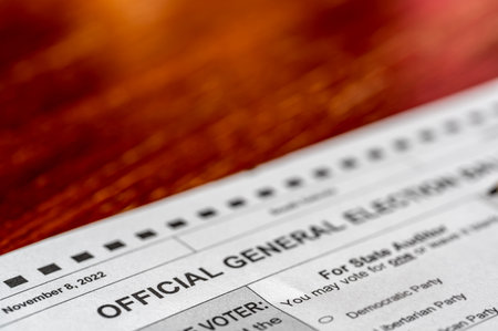 Selective focus on a generic 2022 midterm ballot.の写真素材