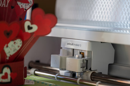 Tiffin, Iowa, USA - 10.2022 - Cricut smart cutting tool used in arts and crafts to make custom designs.のeditorial素材