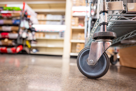 hair and thread wrapped around the axle of a caster wheel causing it to stick.の写真素材