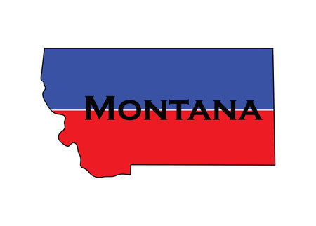 Politically split state of Montana with half red and blue.の写真素材