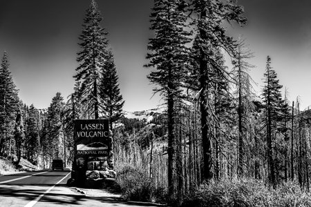 California, USA - 8.2023 - Entrance sign to Lassen Volcanic National Parkのeditorial素材