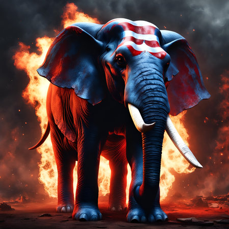 Generative AI Majestic Elephant Silhouetted Against Fiery Sunset Sky Created With Generative AI Technologyの素材