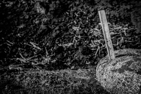 Filter sock staked around a storm intake at a construction siteの写真素材