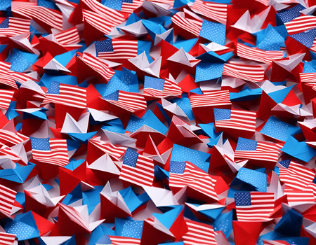 Twinkling Patriotic Paper Stars. Generative AIの素材