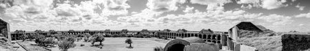 Panoramic of the inner ruined courtyard of Fort Jefferson on Dry Tortugas National Park.