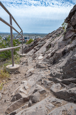Rocky sloped trail on the path up Hayden Butte n Tempe, Arizona