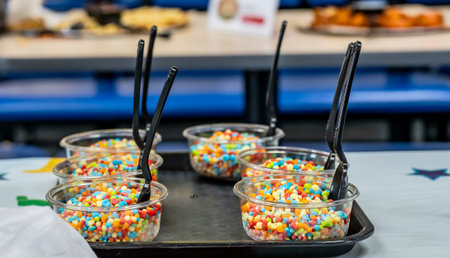 Flash frozen ice cream balls in a single serving cup tray for a party