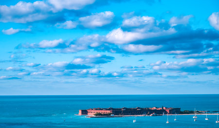 Seaplane view of Fort Jefferson at Dry Tortugas National Parkの写真素材