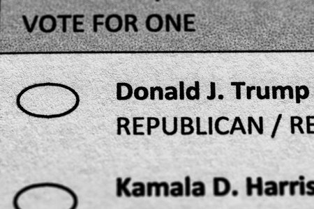 Sample 2024 presidential ballot with a vote for a Republican