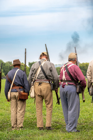 Line of confederate soldiers at the Civil War Days in Canton, South Dakota