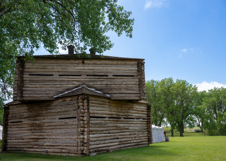 Blockhouse and Breastworks at Fort Sisseton Historic State Park in South Dakotaの写真素材