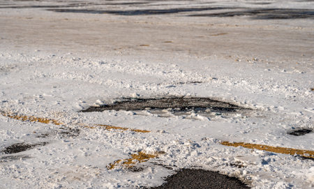 Snow covered area with the lines covered in some locations.の写真素材