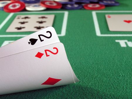 A pair of 2s as a starting hand in a game of texas hold'em.