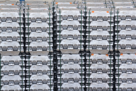 steel ingots, zinc bars or aluminium ingots, raw material for steel factoryの写真素材