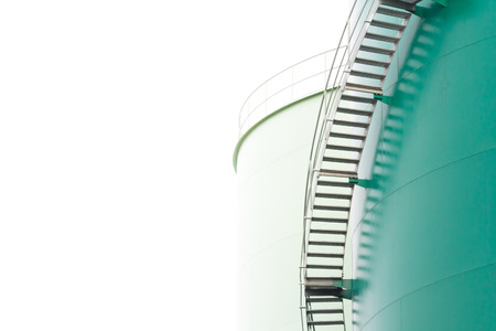 green steel silos isolate on white backgroundの写真素材