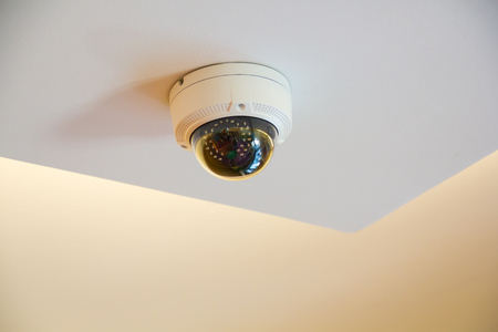 ceiling cctv, security camera on ceilingの写真素材