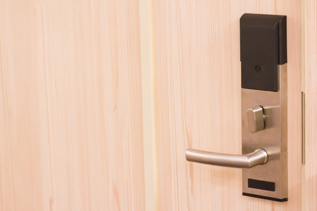 Electronic lock on doorの写真素材