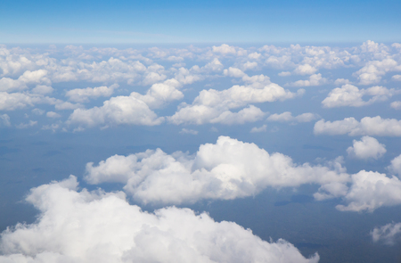 blue sky and cloud view from airplaneの写真素材