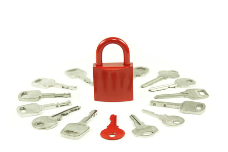Red lock and red keys.