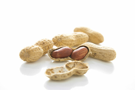 Dried peanuts in closeup.
