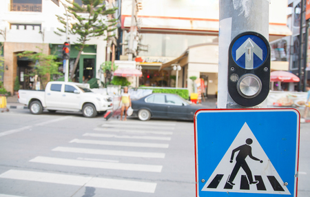a symbol denotes the presence of a crosswalk.の写真素材