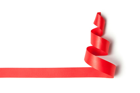 Christmas tree ribbon on a white background.の写真素材