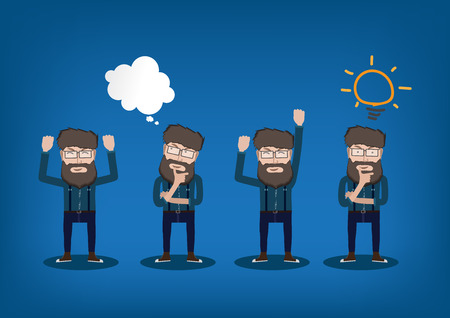 Hipsterman cartoon character EPS 10 vector.のイラスト素材