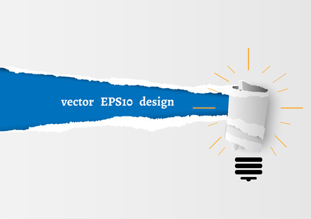 Creative light bulb with tornpaper vector design.のイラスト素材