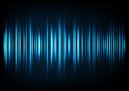 Blue music sound waves. Audio technology, musical pulse.のイラスト素材