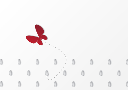 Group Chrysalis Butterfly with one transformation of  Butterfly success idea on white background , Minimal concept idea , flat lay , topのイラスト素材