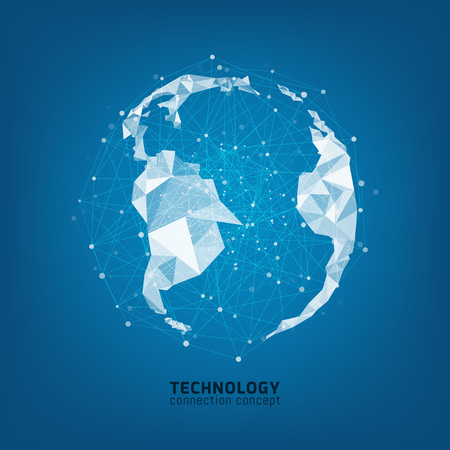 Technology global connection concept with digital planetのイラスト素材