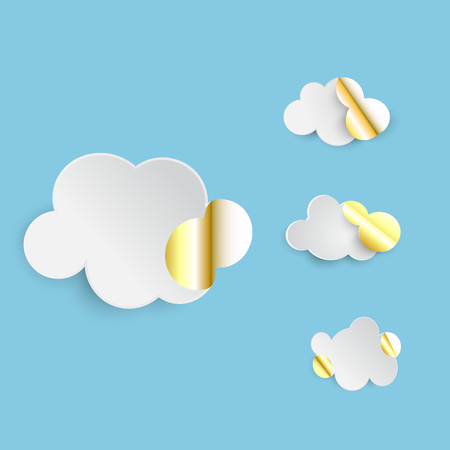 Set of label cloud sticker banners. Vector illustrationのイラスト素材