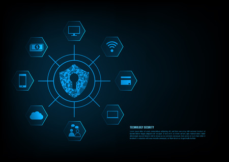 Internet security online concept: Padlock With Keyhole icon in . personal data security Illustrates cyber data security or information privacy idea. Blue abstract hi speed internet technology.のイラスト素材