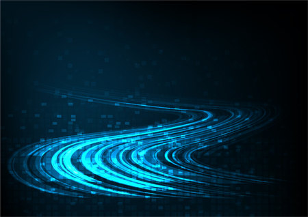 Abstract speed technology concept. with light and stripes motion blur moving fast over dark background.のイラスト素材