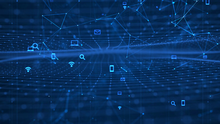 Growing Global Network And Data Connections Concept.Scientific Technology Data Network Surrounding...