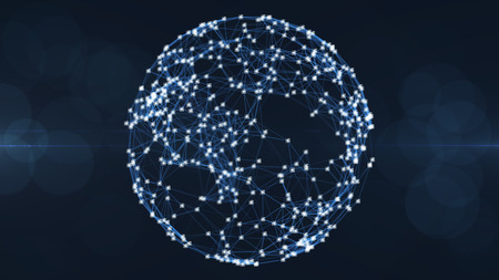 Blockchain network concept.Isometric digital blocks square code big data connection with Distributed...