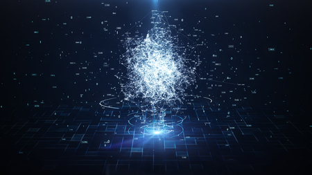 Artificial Intelligence Brain Animation, Big Data Flow Analysis, Deep Learning Modern Technologies Concepts.Neural Connection Visualization. Futuristic Cyber Technology Innovation, Cyber Mind.の写真素材