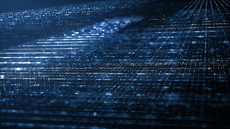 Abstract digital technology background concept. Motion of digital data flow. Transferring of big data. Transfer and storage of data sets. , block chain, server, internet.の写真素材