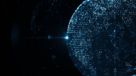 Growing global network and data connections concept. Abstract scientific technology data network...