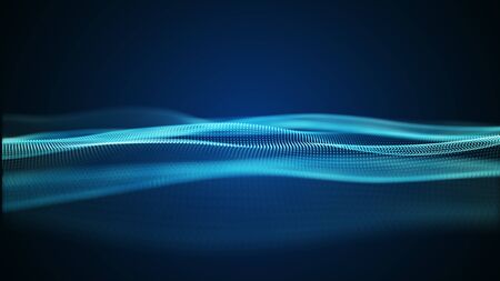Technology digital wave background and big data concept.Beautiful motion waving dots texture with...