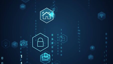Technology Internet of things (IoT) and networking concept.Abstract technology background for internet of things, communication, network, innovation,  big data on a futuristic blue background.の写真素材