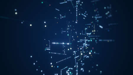 Abstract technology  big data background concept. Motion of digital data flow. Transferring of big data. Transfer and storage of data sets , block chain, server,  hi-speed internet.の写真素材