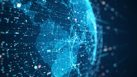 Global network connection and data connections concept. Communication technology global world...