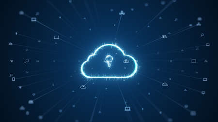 Cloud computing and Big data concept. 5G connectivity of digital data and futuristic information. Abstract hi-speed internet of things IOT  big data cloud computing.の写真素材