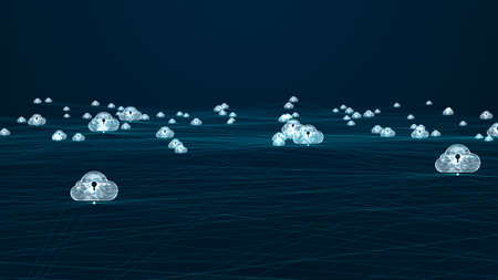 Cloud computing and Big data concept. Network connectivity of digital data and futuristic...