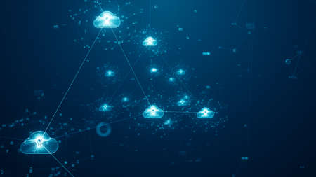 Cloud computing and Big data concept. 5G connectivity of digital data and futuristic information....